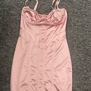 Elegant Pink Satin Slip Dress